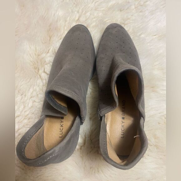 Lucky Brand Beige Stone Lucky Brand Brooklin Perforated Suede Booties size 7 - Picture 8 of 8